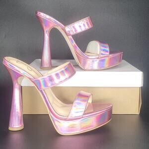 Jessica‎ Simpson Sempira Iridescent Holographic Pink Platform Heels Size 9.5 NWB